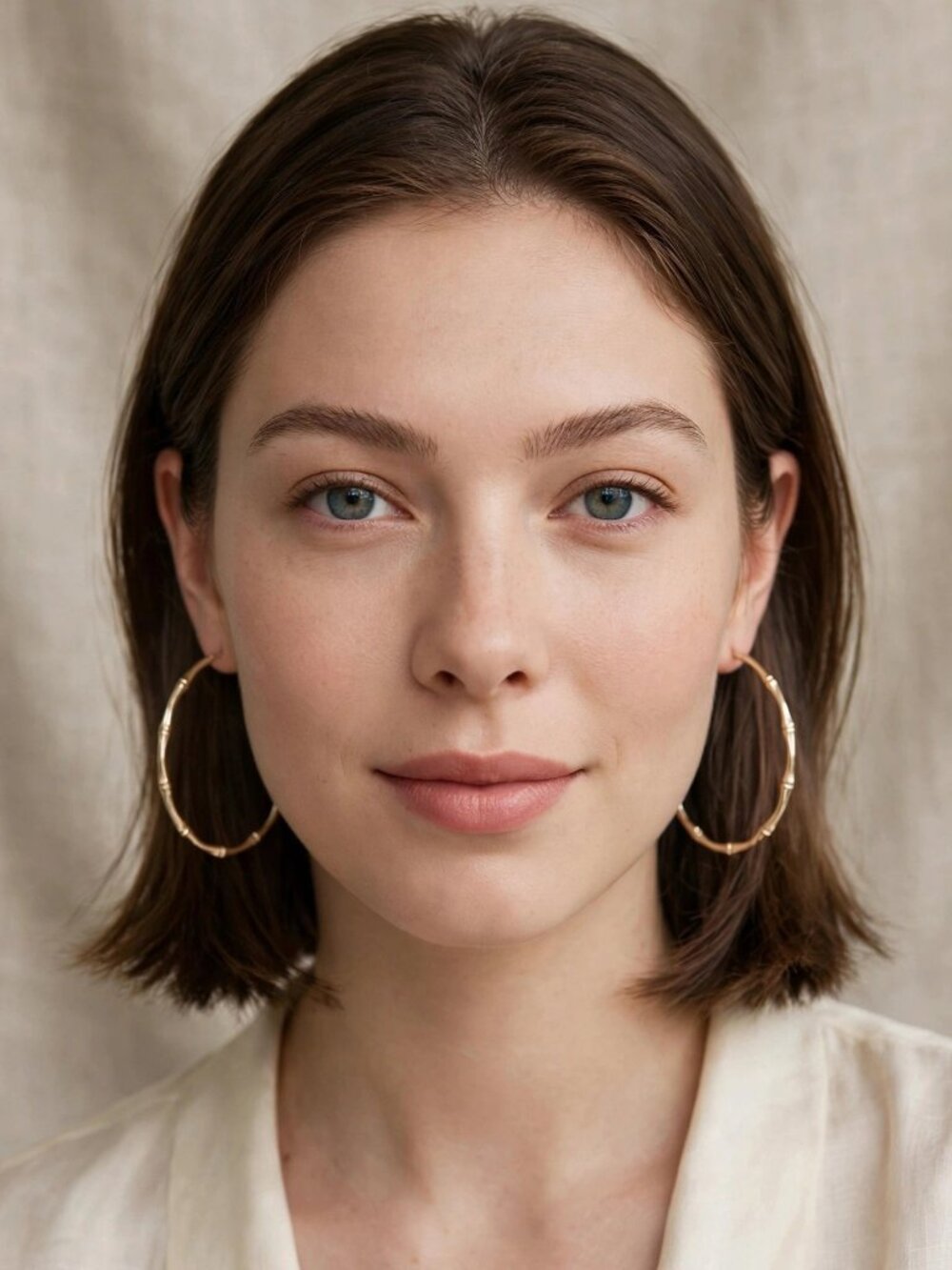 Thin Gold Bamboo Hoop Earrings